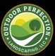 Logo of "Outdoor Perfection Landscaping, LLC" with hills, tree, and sun.