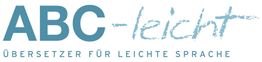 Logo mit Text "ABC-leicht" und "Übersetzer für leichte Sprache" in blauer Schrift.