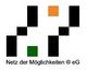 Logo mit schwarzen, grünen und orangen Quadraten, Text: Netz der Möglichkeiten® eG.