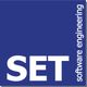 SET-Logo mit blauem Hintergrund und weißem Text "software engineering" vertikal rechts.
