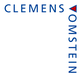 „CLEMENS VOMSTEIN“ in blauem Text mit rotem Pfeil.