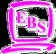 Handgezeichnetes pinkes Computersymbol mit den Buchstaben "EBS" im Bildschirm.