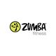 Zumba-Logo mit gelbem Kreis und schwarzer Schrift, darunter steht "Fitness".