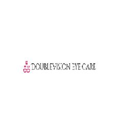 Logo with text "Double Vision Eye Care" and stylized eyeglasses in red and black.