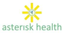 Logo of Asterisk Health with a sun and leaf design above the company name in green text.