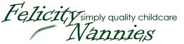 Logo mit Text: "Felicity Nannies, simply quality childcare" in grüner Schrift.