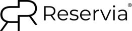 Reservia-Logo mit stilisiertem "R" und dem Markennamen daneben in schwarzer Schrift.