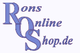 Logo mit Schriftzug "Rons Online Shop.de" in lila Schrift auf weißem Hintergrund.