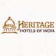 Heritage Hotels of India logo with a dome icon on a patterned background.