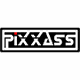 Logo mit dem Text "PIXXASS" in schwarz-weißem Blockstil.