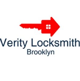 Red key logo with "Verity Locksmith Brooklyn" text below.