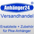 Textlogo "Anhaenger24 Versandhandel", Ersatzteile und Zubehör für Pkw-Anhänger in Blau.