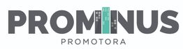 Logotipo de Prominus Promotora con edificios estilizados en las letras.