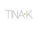 Text "TINA·K" with a yellow dot, styled in thin, modern font on white background.
