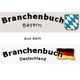 Text: "Branchenbuch Bayern" und "Branchenbuch Deutschland" mit Wappen und Flagge.
