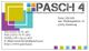 Visitenkarte von PASCH 4 mit Kontaktdaten von Rene Schmitz und buntem Logo.