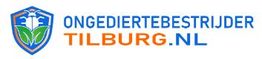 Logo van Ongediertebestrijder Tilburg met schild en witte mier op groene bladeren.