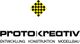 Gelb-schwarzes Karo-Logo über dem Text "PROTO KREATIV, Entwicklung, Konstruktion, Modellbau".