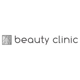 Logo mit einem stilisierten Körper im Quadrat und dem Text "beauty clinic" daneben.