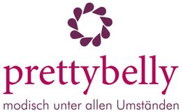 Logo von Pretty Belly mit Slogan "modisch unter allen Umständen" in lila Schrift.