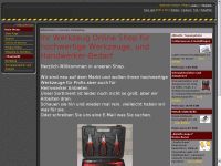 Website-Angebot für Werkzeuge mit schwarzem und rotem Design..Menu links, Details auf grau.