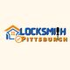 "Locksmith Pittsburgh logo with a house, key, and screwdriver design."