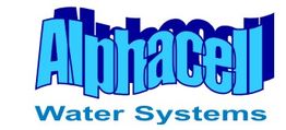 Logo mit blauem "Alphacell" und darunter "Water Systems".