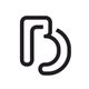 Gestileerd zwart-wit logo met de letters B en D in een minimalistisch ontwerp.