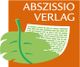Logo des Abszissio Verlags: Ein grünes Blatt vor einem stilisierten weißen Ziegelmuster auf Orange.