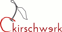 Logo mit stilisierter Kirsche und Schriftzug "kirschwerk" in Rot.