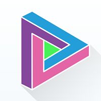 Colorful Penrose triangle with a green triangle inside on a white background.