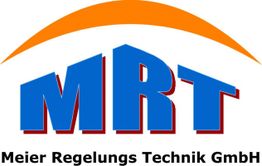 Logo von Meier Regelungs Technik GmbH mit blauem MRT und orangener Linie oben.