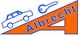 Logo mit Auto, Schlüssel und Schriftzug "Albrecht" in Blau und Orange.