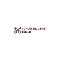 Logo: Zwei gekreuzte Schlüssel, Text "Schlüsseldienst Huber" in Rot und Schwarz.
