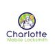 Charlotte Mobile Locksmith logo featuring a worker holding a large key.