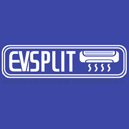 Logo da EV Split com ar-condicionado desenhado e texto "Instalação e Manutenção".