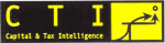 CTI-Logo in Schwarz und Gelb mit der Aufschrift "Capital & Tax Intelligence" und Grafik von Treppen.