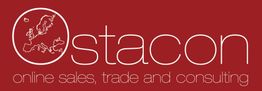 Logo mit weißem Schriftzug "Ostacon", Europa-Karte im Buchstaben "O", roter Hintergrund.