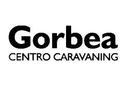 Texto del logo: Gorbea Centro Caravaning, en letras negras.