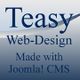 Teasy Web-Design, erstellt mit Joomla! CMS, blauer Verlaufshintergrund.
