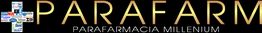 Logotipo de Parafarmacia Millenium con fondo negro y texto dorado.