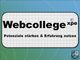 Text: "Webcollege xpe - Potenziale stärken & Erfahrung nutzen" auf kariertem Hintergrund.