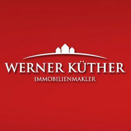 Rotes Logo von Werner Küther Immobilienmakler mit weißem Schriftzug und Haussymbol.