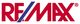 RE/MAX-Logo mit rotem Schriftzug und blauem, diagonalem Element zwischen "RE" und "MAX".