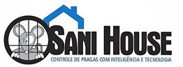Logotipo da Sani House com rato em alvo e texto: "Controle de pragas com inteligência e tecnologia".