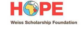 "HOPE logo with a globe as 'O', Weiss Scholarship Foundation text below."