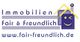 Logo von Immobilien Fair & Freundlich mit Website www.fair-freundlich.de und zwinkerndem Smiley.