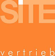 Orange Grafik mit dem Text "SITE vertrieb" in großen und kleinen Buchstaben.