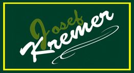 Grünes Logo mit weißem und olivgrünem Schriftzug "Josef Kremer" und gelbem Rand.