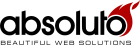 Logo von Absoluto mit Flammendesign und Slogan "Beautiful Web Solutions" darunter.